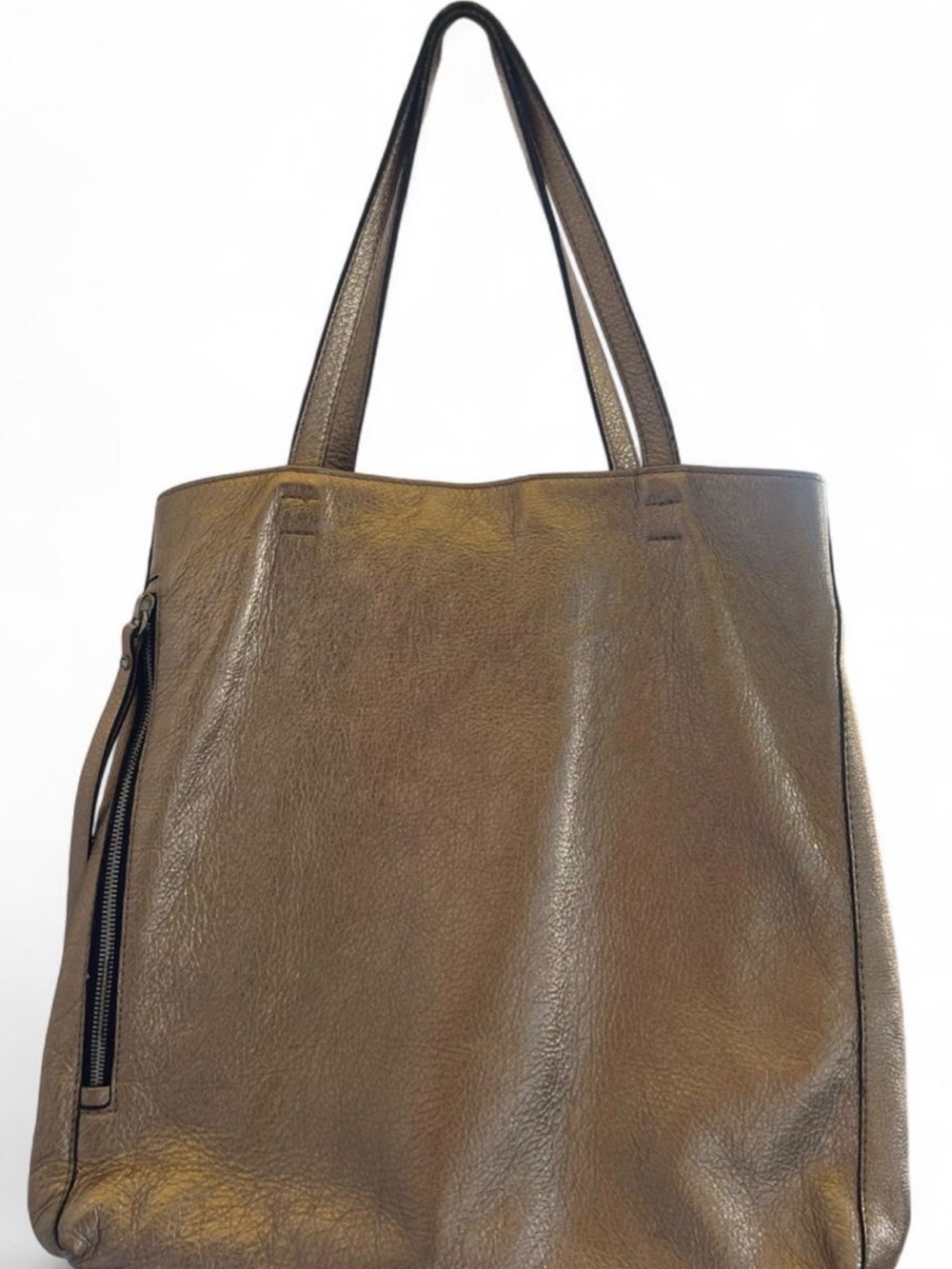 *LEATHER* GIANNI CHIARINI Metalic Rose Gold Purse Tote | Multi Compartment